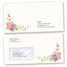 Motiv-Briefumschläge Blumen & Blüten, BLUMENBRIEF 50 Briefumschläge (ohne Fenster) - DIN LANG (220x110 mm) | selbstklebend | Online bestellen! | Paper-Media