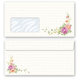 Briefumschläge BLUMENBRIEF - 10 Stück DIN LANG (mit Fenster) Blumen & Blüten, Blumenmotiv, Paper-Media