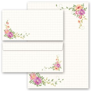 Briefpapier Set BLUMENBRIEF - 20-tlg. DL (ohne Fenster) Blumen & Blüten, Blumenmotiv, Paper-Media