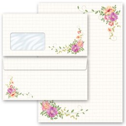 Briefpapier Set BLUMENBRIEF - 40-tlg. DL (mit Fenster) Blumen & Blüten, Blumenmotiv, Paper-Media