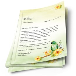 Briefpapier GRÜNER PAPAGEI - DIN A4 Format 20 Blatt
