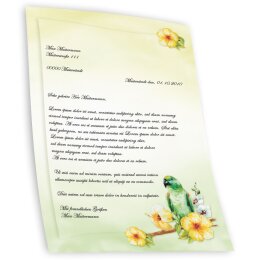 Briefpapier GRÜNER PAPAGEI - DIN A4 Format 250 Blatt