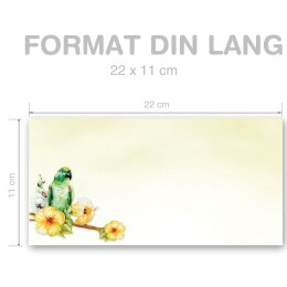 Briefumschläge GRÜNER PAPAGEI - 50 Stück DIN LANG (ohne Fenster)