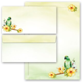 Briefpapier Set GRÜNER PAPAGEI - 200-tlg. DL (ohne Fenster) Tierwelt, Tiere, Paper-Media