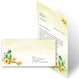 Briefpapier Set GRÜNER PAPAGEI - 200-tlg. DL (ohne Fenster)