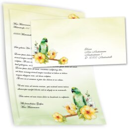 Briefpapier Set GRÜNER PAPAGEI - 200-tlg. DL (ohne Fenster)