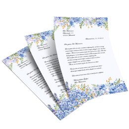 Briefpapier BLAUE HORTENSIEN - DIN A5 Format 250 Blatt