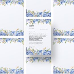 Briefpapier BLAUE HORTENSIEN - DIN A5 Format 250 Blatt