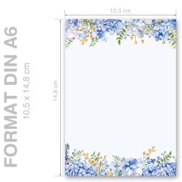 Briefpapier BLAUE HORTENSIEN - DIN A6 Format 100 Blatt