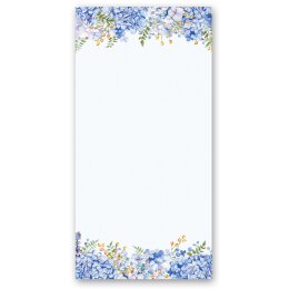 Briefpapier BLAUE HORTENSIEN - DIN LANG Format 100 Blatt...
