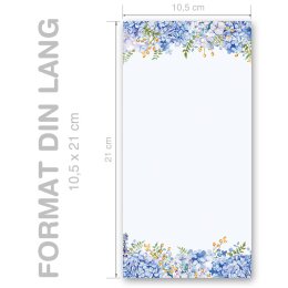 BLAUE HORTENSIEN Briefpapier Blumenmotiv CLASSIC 100 Blatt Briefpapier, DIN LANG (105x210 mm) Hoch, DLC-8358-100