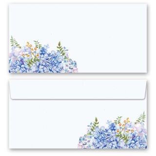 Briefumschläge BLAUE HORTENSIEN - 10 Stück DIN LANG (ohne Fenster) Blumen & Blüten, Blumenmotiv, Paper-Media