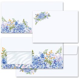 Briefumschläge BLAUE HORTENSIEN - 25 Stück C6 (ohne Fenster)