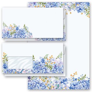 Briefpapier-Sets BLAUE HORTENSIEN Blumenmotiv Blumen & Blüten, Blumenmotiv, Paper-Media