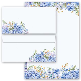 Briefpapier Set BLAUE HORTENSIEN - 40-tlg. DL (ohne Fenster) Blumen & Blüten, Blumenmotiv, Paper-Media