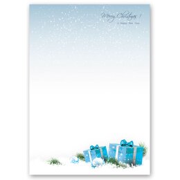 Weihnachtspapier | Briefpapier - Motiv BLAUE WEIHNACHTSGESCHENKE | Weihnachten | Hochwertiges Briefpapier einseitig bedruckt | Online bestellen! | Paper-Media