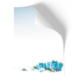Briefpapier - Motiv BLAUE WEIHNACHTSGESCHENKE | Weihnachten | Hochwertiges DIN A4 Briefpapier - 20 Blatt | 90 g/m² | einseitig bedruckt | Online bestellen!