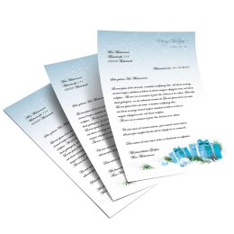 Briefpapier BLAUE WEIHNACHTSGESCHENKE - DIN A4 Format 250 Blatt