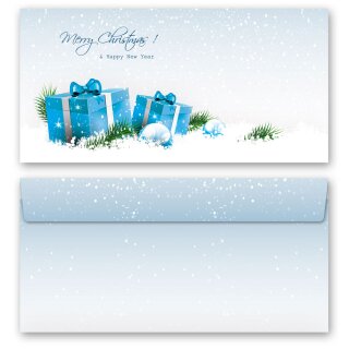 Briefumschläge BLAUE WEIHNACHTSGESCHENKE - 50 Stück DIN LANG (ohne Fenster) Weihnachten, Weinachtsbriefumschläge, Paper-Media
