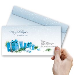 BLAUE WEIHNACHTSGESCHENKE Briefumschläge Weinachtsbriefumschläge CLASSIC 50 Briefumschläge (ohne Fenster), DIN LANG (220x110 mm), DLOF-8360-50