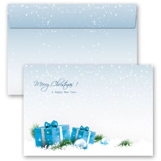 Briefumschläge BLAUE WEIHNACHTSGESCHENKE - 25 Stück C6 (ohne Fenster) Weihnachten, Weinachtsbriefumschläge, Paper-Media