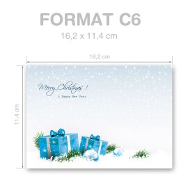 Briefumschläge BLAUE WEIHNACHTSGESCHENKE - 25 Stück C6 (ohne Fenster)