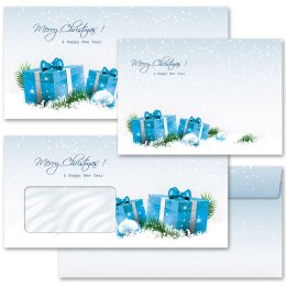 Briefumschläge BLAUE WEIHNACHTSGESCHENKE - 25 Stück C6 (ohne Fenster)