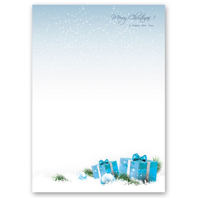Weihnachtliches Briefpapier Set Weihnachtskugeln im Schnee 100 Blatt Motivpapier A4 und 100 Umschläge OHNE FENSTER 