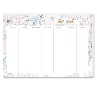 Wochenplaner-Pad BLOOM | DIN A4 Format | 2 Blöcke Blumen & Blüten, , Paper-Media