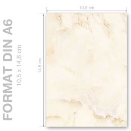 Briefpapier MARMOR BEIGE - DIN A6 Format 100 Blatt