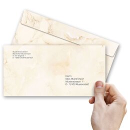 MARMOR BEIGE Briefumschläge Marmor-Motiv CLASSIC 10 Briefumschläge (ohne Fenster), DIN LANG (220x110 mm), DLOF-4034-10