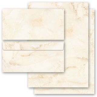 Motiv-Briefpapier Set MARMOR BEIGE - 20-tlg. DL (ohne Fenster) Marmor & Struktur, Marmorpapier, Paper-Media