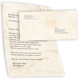 Briefpapier Set MARMOR BEIGE - 20-tlg. DL (ohne Fenster)