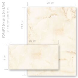 Briefpapier Set MARMOR BEIGE - 20-tlg. DL (ohne Fenster)
