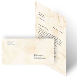 Briefpapier Set MARMOR BEIGE - 20-tlg. DL (ohne Fenster)