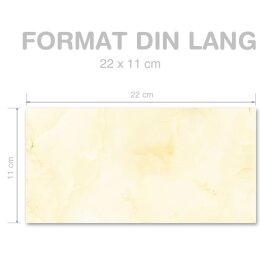 MARMOR HELLGELB Briefumschläge Marmor-Motiv CLASSIC 50 Briefumschläge (ohne Fenster), DIN LANG (220x110 mm), DLOF-4035-50