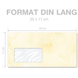 MARMOR HELLGELB Briefumschläge Marmor-Motiv CLASSIC 10 Briefumschläge (mit Fenster), DIN LANG (220x110 mm), DLMF-4035-10