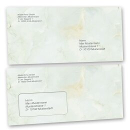 Motiv-Briefumschläge Marmor & Struktur, MARMOR HELLGRÜN 10 Briefumschläge (ohne Fenster) - DIN LANG (220x110 mm) | selbstklebend | Online bestellen! | Paper-Media