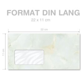 MARMOR HELLGRÜN Briefumschläge Marmor-Motiv CLASSIC 10 Briefumschläge (mit Fenster), DIN LANG (220x110 mm), DLMF-4036-10