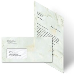 Briefpapier Set MARMOR HELLGRÜN - 200-tlg. DL (mit Fenster)