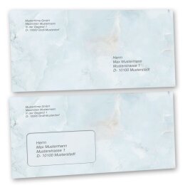 Motiv-Briefumschläge Marmor & Struktur, MARMOR HELLBLAU 10 Briefumschläge (ohne Fenster) - DIN LANG (220x110 mm) | selbstklebend | Online bestellen! | Paper-Media