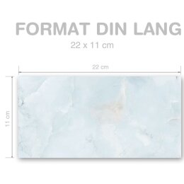 MARMOR HELLBLAU Briefumschläge Marmor-Motiv CLASSIC 50 Briefumschläge (ohne Fenster), DIN LANG (220x110 mm), DLOF-4037-50