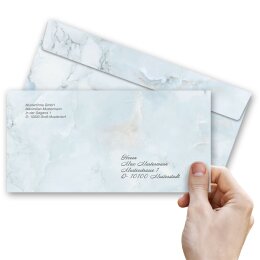 Briefumschläge MARMOR HELLBLAU - 50 Stück DIN LANG (ohne Fenster)