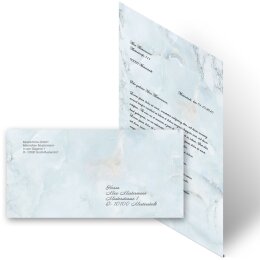 Briefpapier Set MARMOR HELLBLAU - 20-tlg. DL (ohne Fenster)