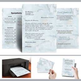 Briefpapier Set MARMOR HELLBLAU - 20-tlg. DL (ohne Fenster)