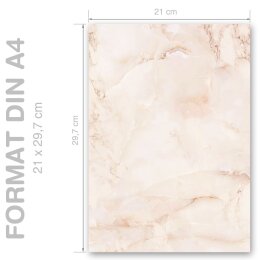 MARMOR TERRACOTTA Briefpapier Marmorpapier ELEGANT 20 Blatt Briefpapier, DIN A4 (210x297 mm), A4E-4038-20