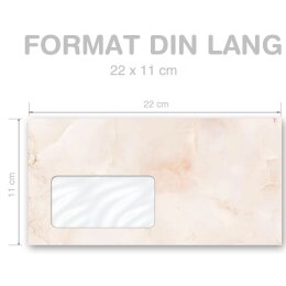 MARMOR TERRACOTTA Briefumschläge Marmor-Motiv CLASSIC 10 Briefumschläge (mit Fenster), DIN LANG (220x110 mm), DLMF-4038-10