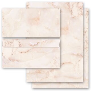 Motiv-Briefpapier Set MARMOR TERRACOTTA - 20-tlg. DL (ohne Fenster) Marmor & Struktur, Marmorpapier, Paper-Media