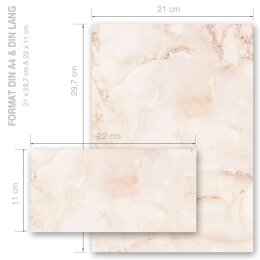 Briefpapier Set MARMOR TERRACOTTA - 20-tlg. DL (ohne Fenster)