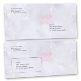 Motiv-Briefumschläge Marmor & Struktur, MARMOR FLIEDER 10 Briefumschläge (ohne Fenster) - DIN LANG (220x110 mm) | selbstklebend | Online bestellen! | Paper-Media